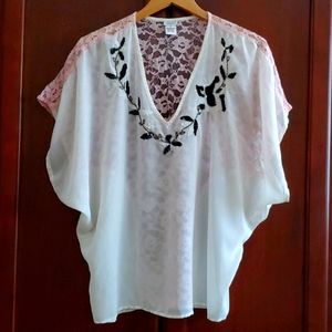 Charming Charlie Embelished Lace Top